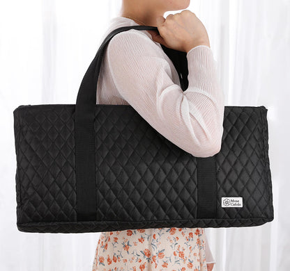 American Mahjong Set - Black Quilted Soft Bag - 166 White Engraved Tiles, 4 All-In-One Rack/Pushers Western Mah Jongg Game Set