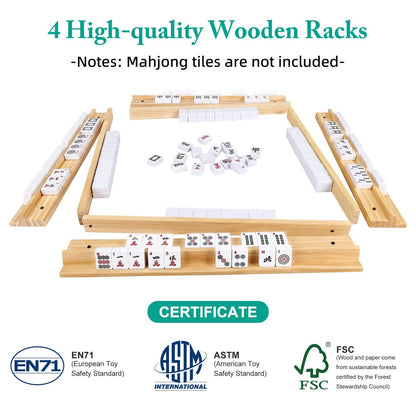 Upgraded Mahjong Racks with Pushers, Set of 4 Trays for American Mahjong Game...