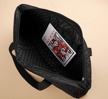 American Mahjong Set - Black Quilted Soft Bag - 166 White Engraved Tiles, 4 All-In-One Rack/Pushers Western Mah Jongg Game Set