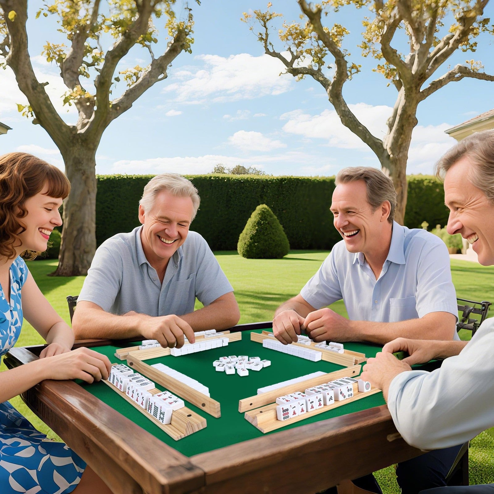 Upgraded Mahjong Racks with Pushers, Set of 4 Trays for American Mahjong Game...